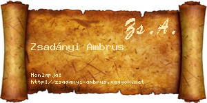 Zsadányi Ambrus névjegykártya
